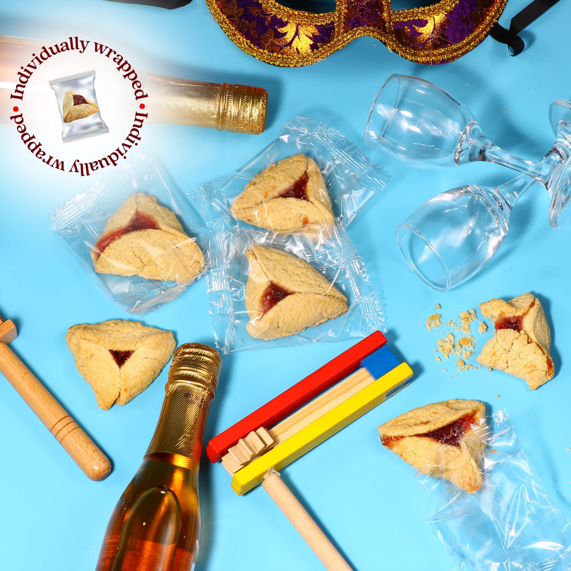 Sugar Free Strawberry Filled Hamentaschen Cookies - 10 Count | Diabetic Friendly & Nut Free Snacks | Perfect for Keto Diet, Office Snacking & Holiday Gifts | by Stern's Bakery