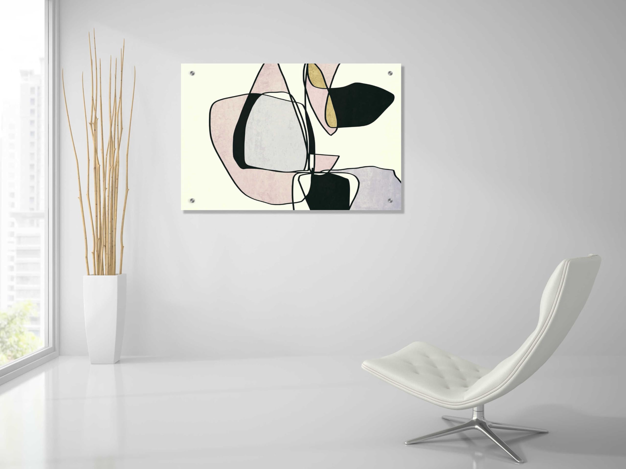 Abstract Line Art 15 by Irena Orlov - Modern Acrylic Glass Wall Art Painting 36x24 Inches - Perfect for Living Room, Bedroom & Office Decor