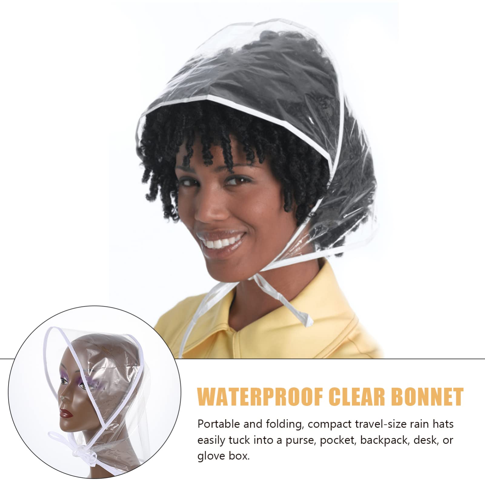 Women's Rain Hats 5-Pack - Transparent Rain Bonnet & Visor Hat Set - Waterproof Plastic Rain Scarf for Outdoor Activities, Commuting, and Bad Weather Protection