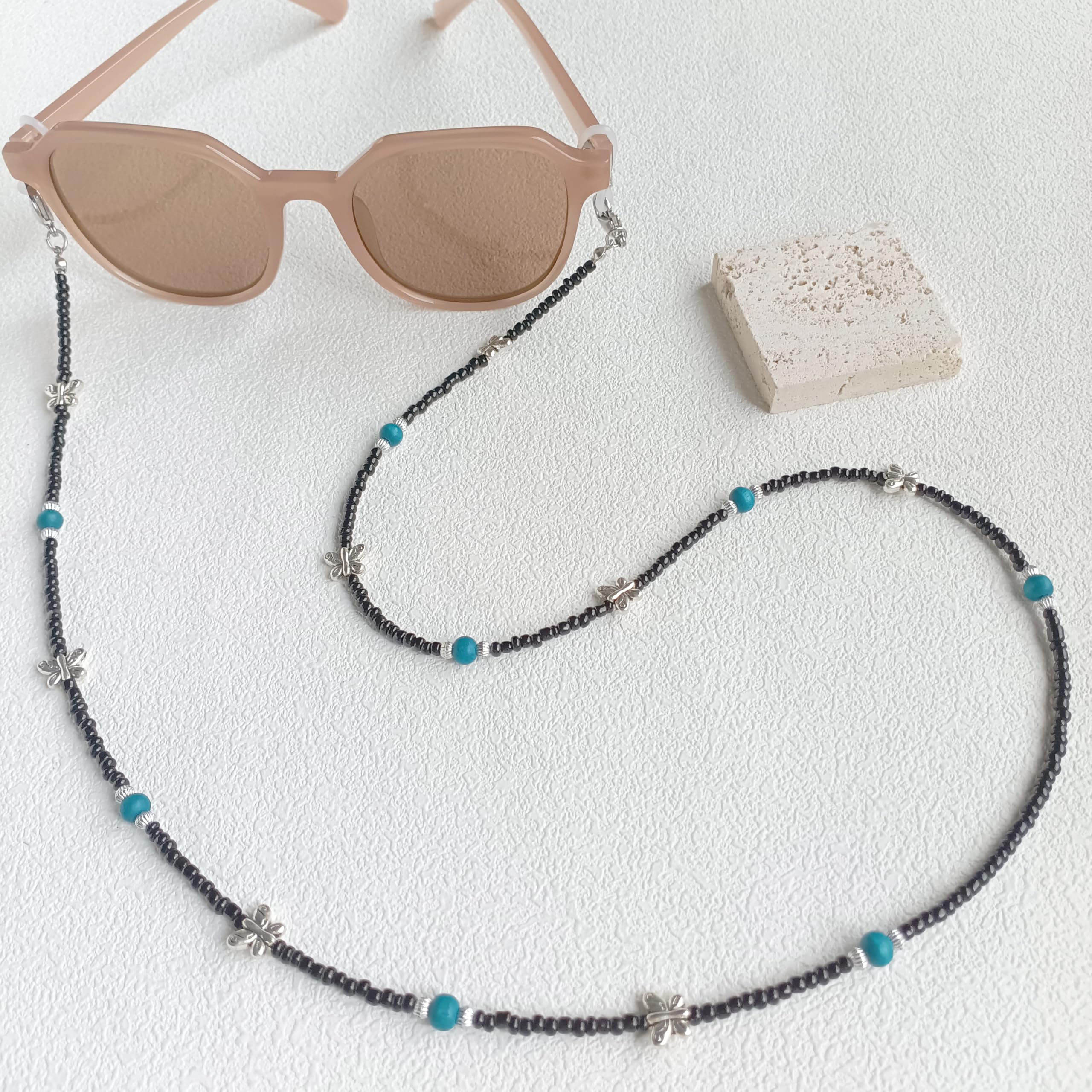 Stylish Beaded Eyeglasses Chain for Women - Adjustable Glasses Strap Holder - Perfect for Reading, Driving & Fashion Accessories