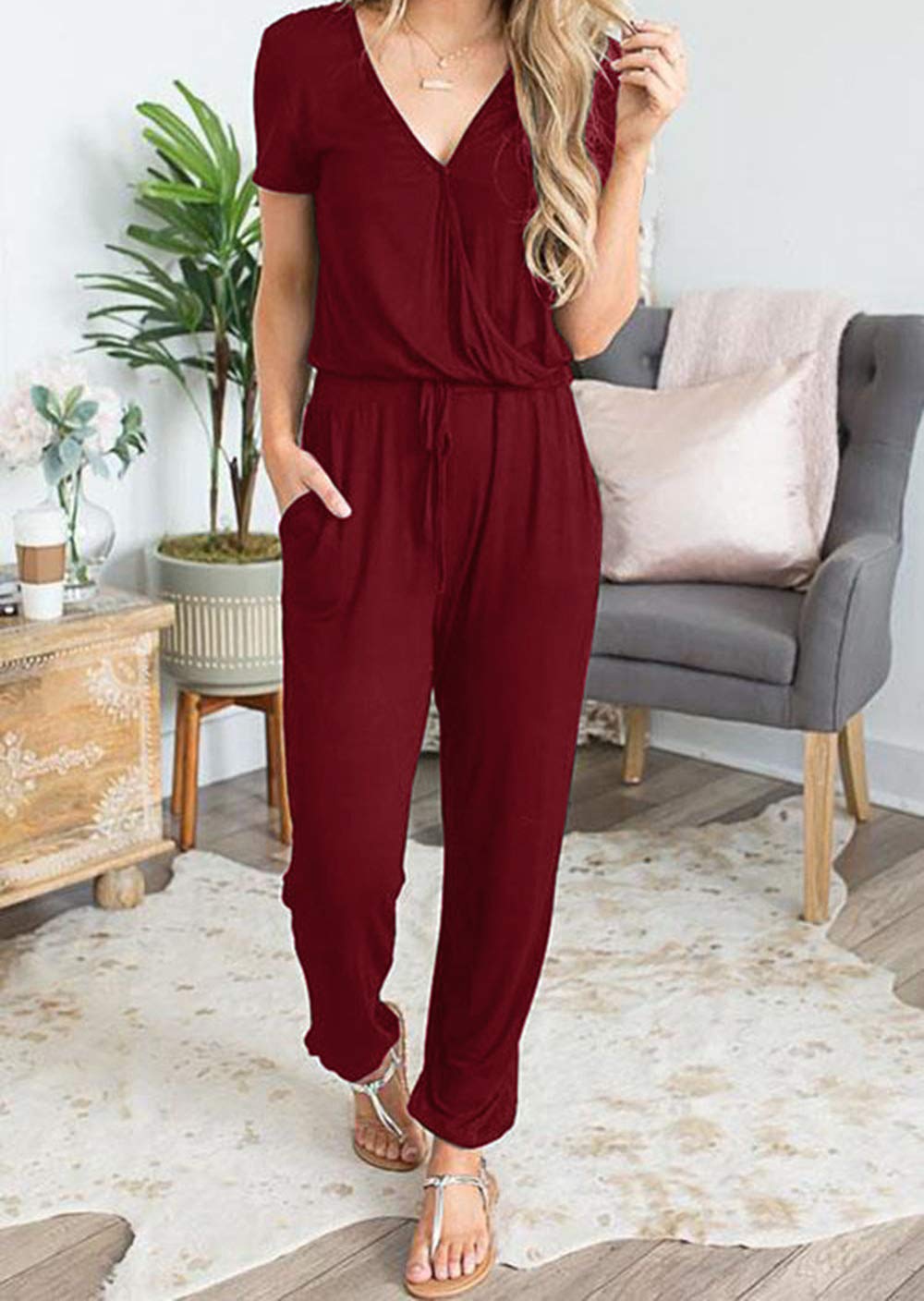 PRETTYGARDEN Women's Jumpsuits - 2025 Spring Summer Casual & Dressy Short Sleeve Romper - Airport Travel Outfit, Vacation Wear, Beach Coverup, Weekend Outing