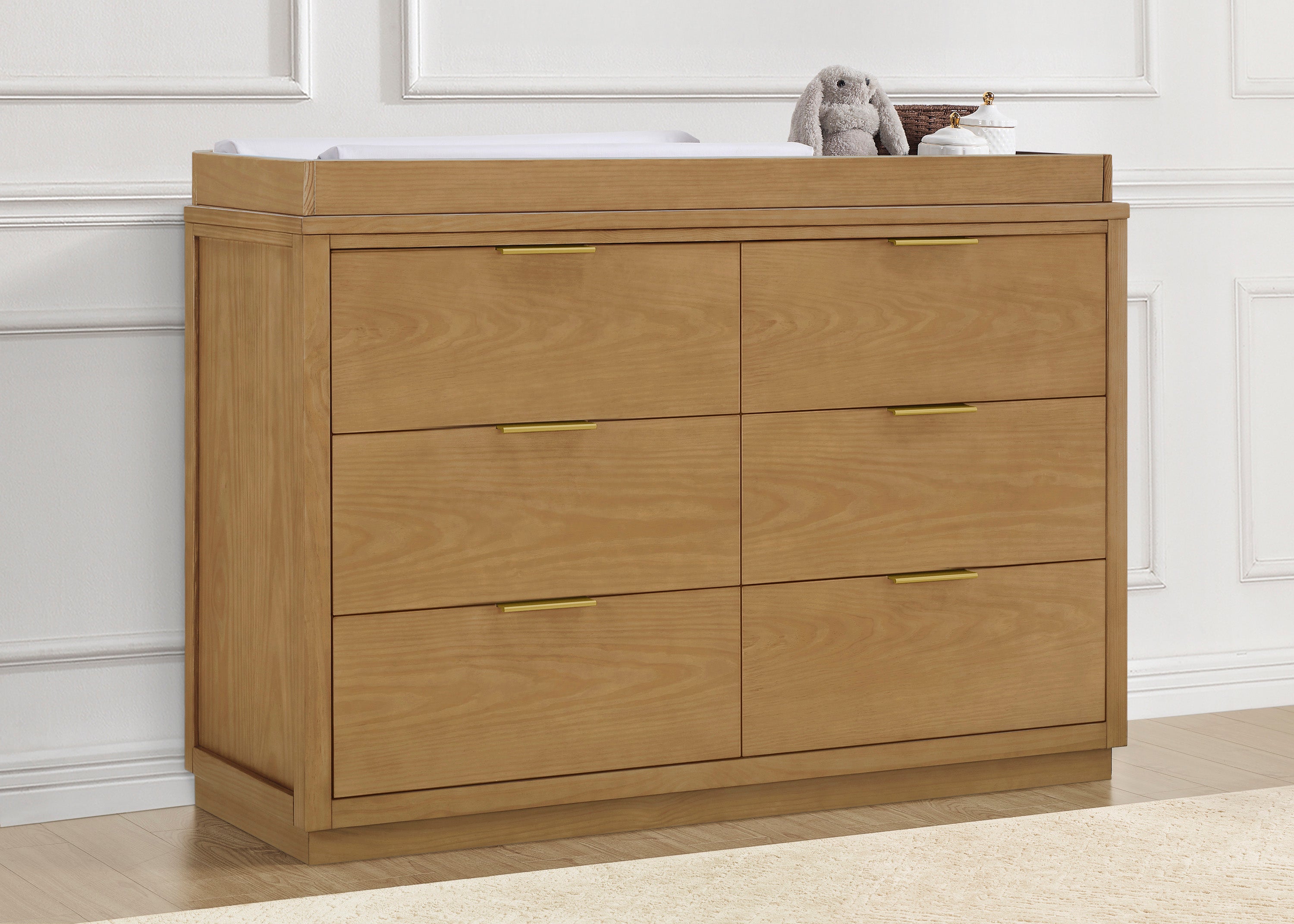 Forever 6-Drawer Dresser with Changing Top & Interlocking Drawers - Natural Wood Nursery Dresser for Baby Room Organization | Perfect for Diaper Changing & Clothes Storage