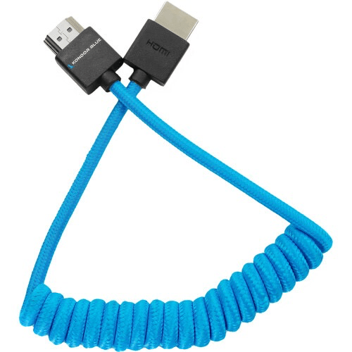 Kondor Blue Coiled HDMI Cable 12 to 24 Feet - High-Speed 4K HDMI Cord for Cameras, Monitors & Gaming - Durable Spring Coil Design for Studio & Streaming Setup