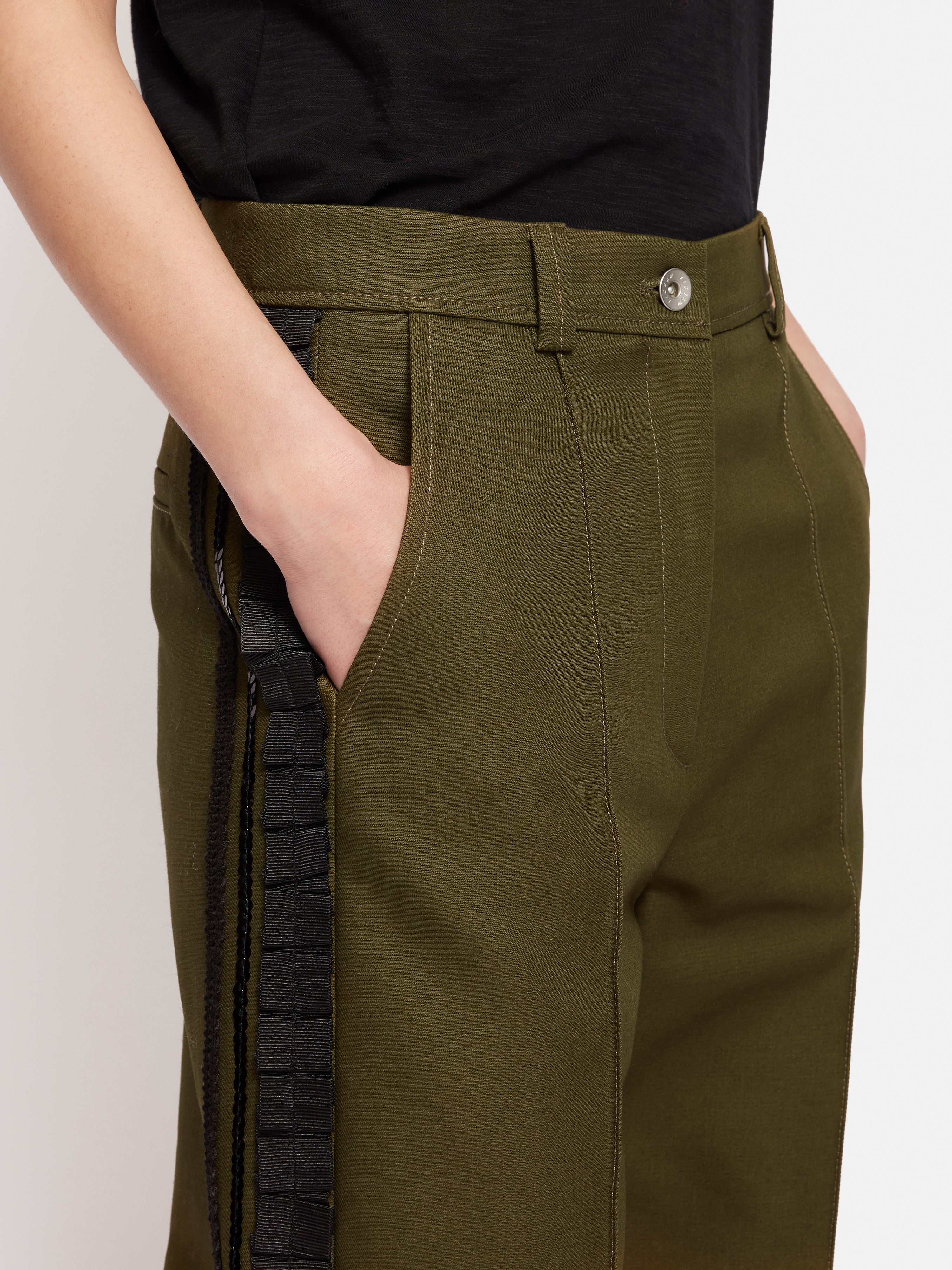 Premium Cotton Trim Detail Trouser in Khaki | Comfortable & Stylish Casual Pants for Work, Travel & Everyday Wear