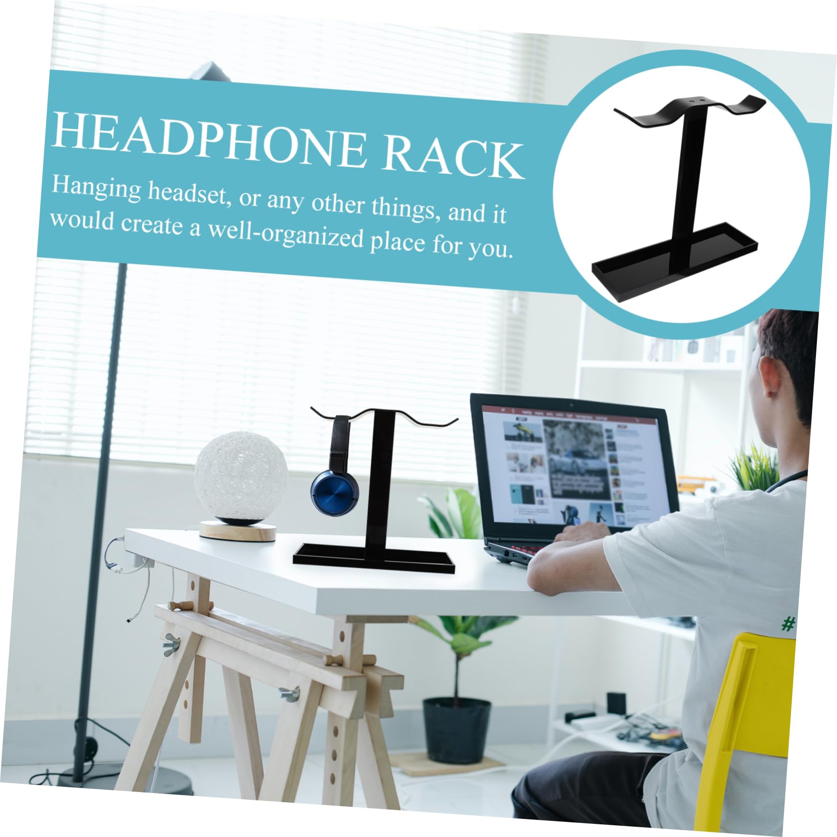 HEMOTON Headphone Stand - Adjustable Headset Hanger Hook for Kids & Adults, Desk Organizer for Gaming Headphones, Earphones - Perfect for Home, Office, and Gaming Setup