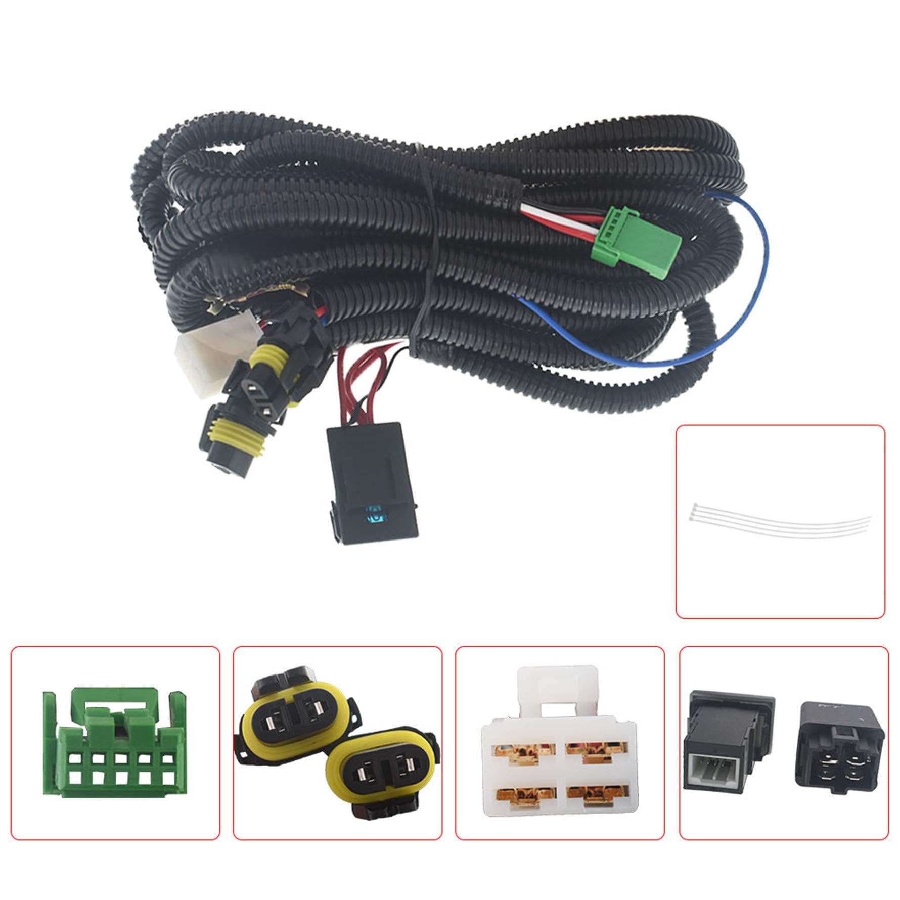 2007-2009 Toyota Camry Fog Light Assembly Kit - Complete Replacement Set with Bulbs, Bumper Covers & Wiring Harness Switch for Driver & Passenger Side | Perfect for Night Driving, Foggy Conditions & Off-Road Use
