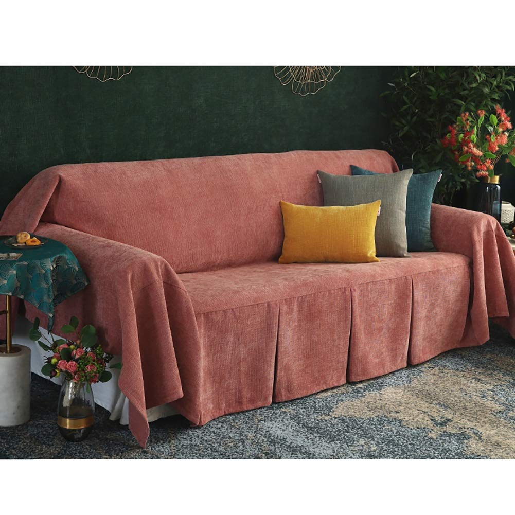 Velvet Sofa Cover for 3 Cushion Couch - Soft Non-Slip Furniture Protector, Cozy Solid Pink Throw Blanket for Armchair - Perfect for Living Room, Bedroom & Home Decor