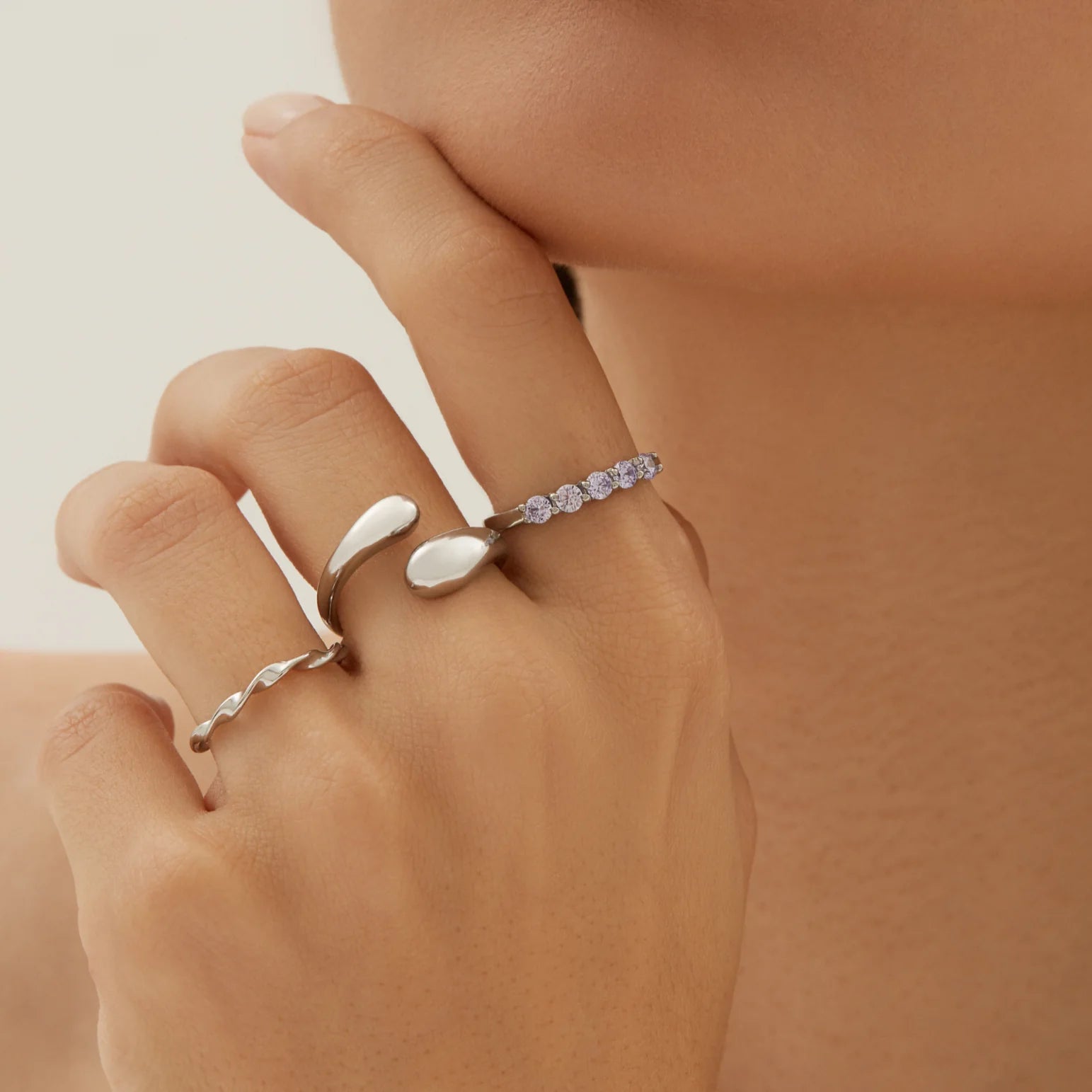 Double Dome Ring for Women - Minimalist Stackable Dome Rings Set - 925 Sterling Silver Dome Band Rings - Perfect for Layering, Stacking & Everyday Wear