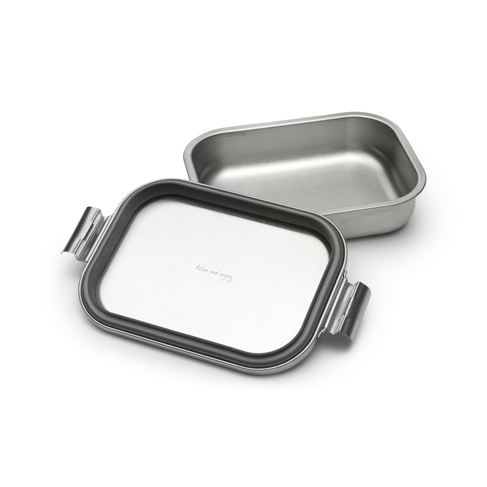 Brabantia Stainless Steel Lunch Box with Adjustable Divider - Eco-Friendly & Durable Sandwich, Wrap & Snack Container - Matte Steel Medium Size - Perfect for Office, School & Picnic Lunch Storage