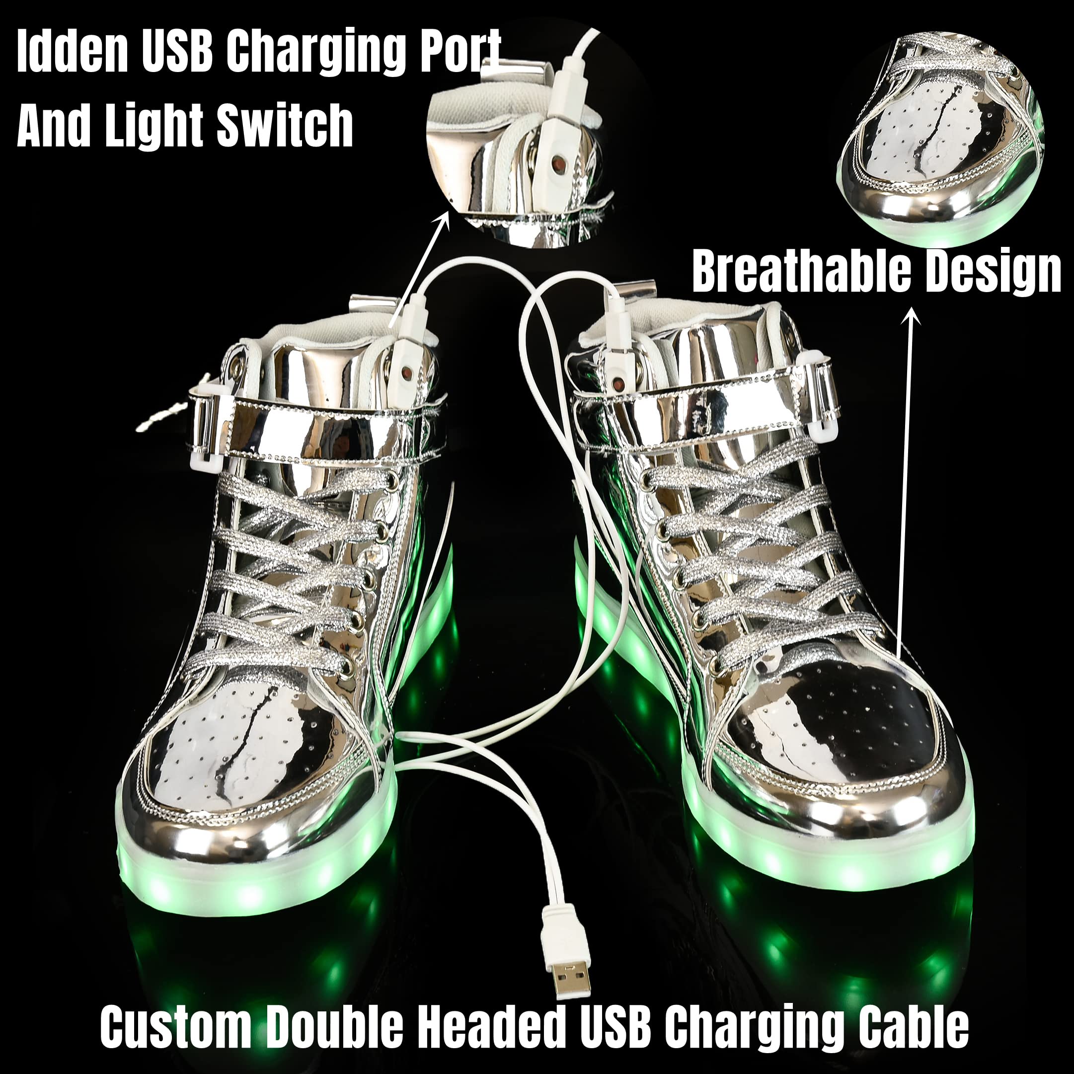 **IGxx LED Light Up Shoes for Kids - Boys Girls High Top Sneakers with Glowing LED Lights - Perfect for Night Running, Parties & Outdoor Activities**