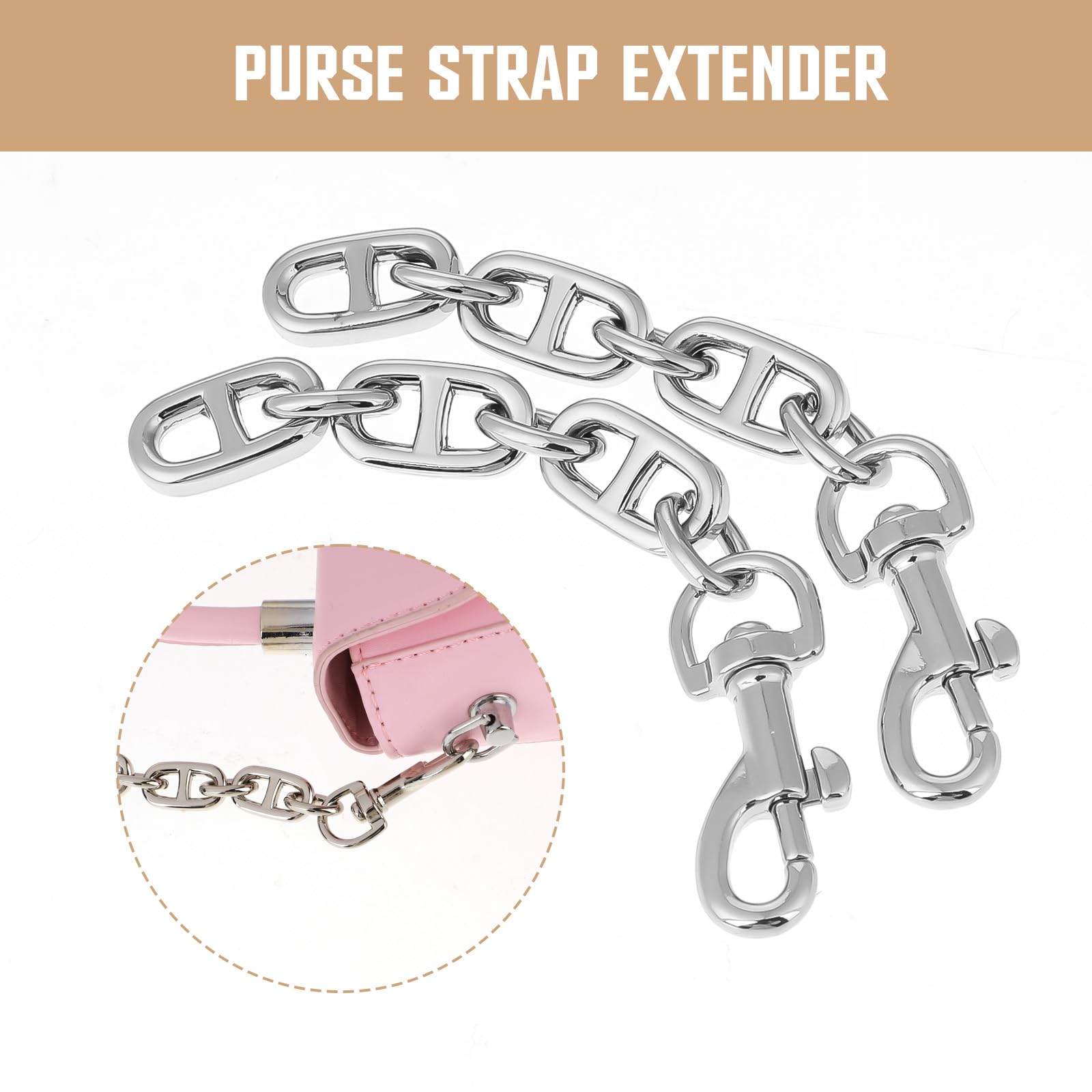 2 Pack Silver Purse Strap Extenders - 4.7 Inch Metal Chain Bag Extender for Women's Handbags, Crossbody Bags & Shoulder Bags | Perfect for Adjusting Strap Length & Adding Stylish Decoration to Your Purse Collection