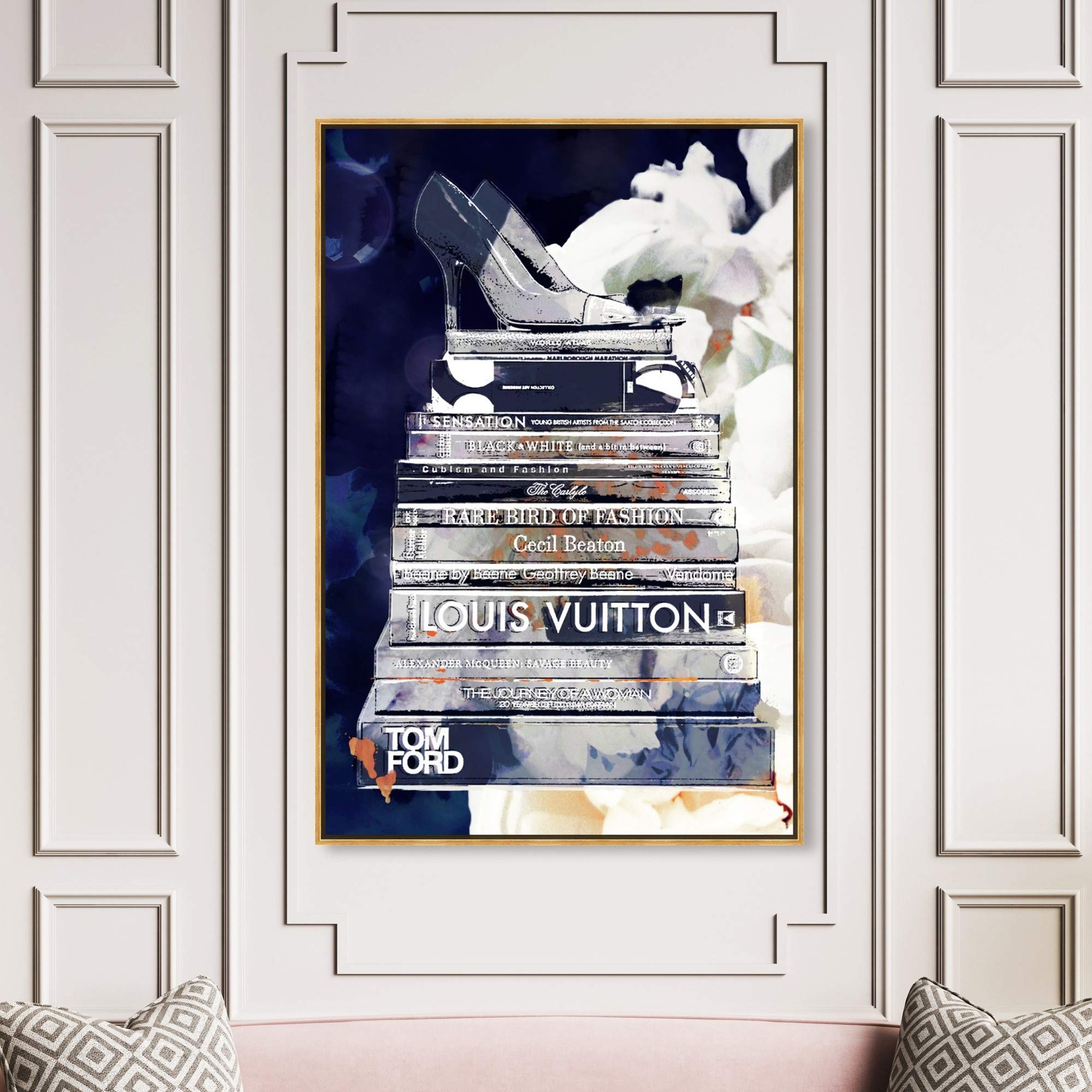Deep Blue Thoughts Wall Art Canvas Print - 36x54 Inches, Blue & White Modern Abstract Painting - Perfect for Living Room, Bedroom & Office Decor