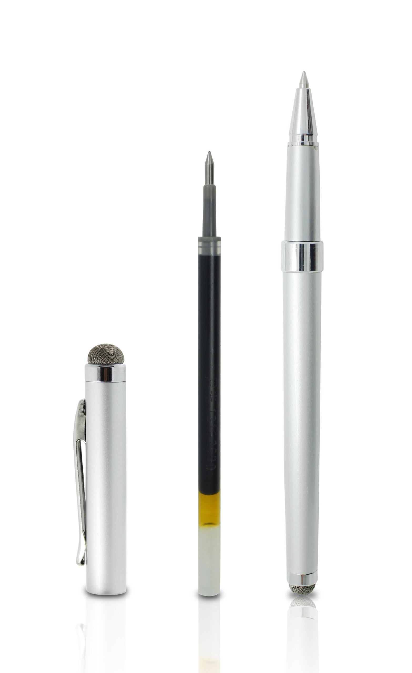 Premium 3-in-1 Stylus Pen for iPad Pro/Air/Mini, iPhone X/8/8 Plus, Galaxy S8/S8 Plus/Note 8 & All Touchscreen Devices - Silver | Perfect for Drawing, Note-Taking & Digital Signatures