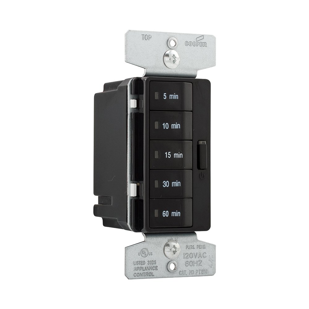 Eaton PT18M-BK 1800W 15 Amp 5-Button Digital Countdown Timer with Off Switch - Single-Pole Wall Timer for Home, Office, and Workshop (Black)