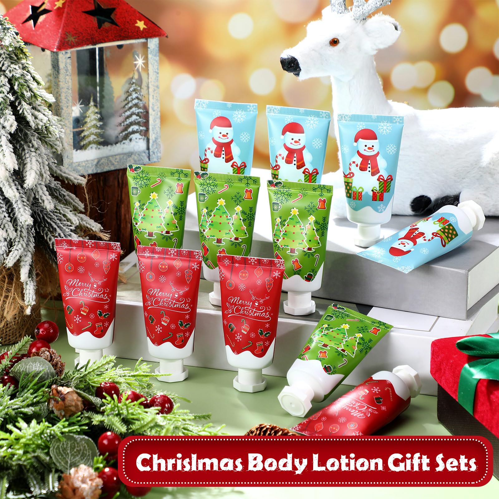 36 Pcs Christmas Body Lotion Gift Set - Travel Size Moisturizing Cream for Dry Skin, Natural Fragrance, Mini Body Lotion for Women - Perfect for Birthday, Christmas Gifts, Stocking Stuffers & Holiday Party Favors