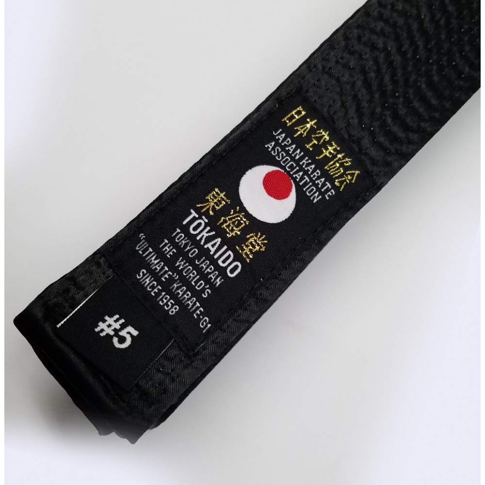 Premium Tokaido Karate Belt - Black Satin Martial Arts Belt for Training & Competition (JKA Approved, 355cm/140
