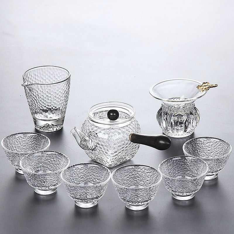 Premium Ice Block Glass Tea Set with Built-in Tea Strainer - Perfect for Iced Tea, Herbal Infusions & Relaxing Afternoons