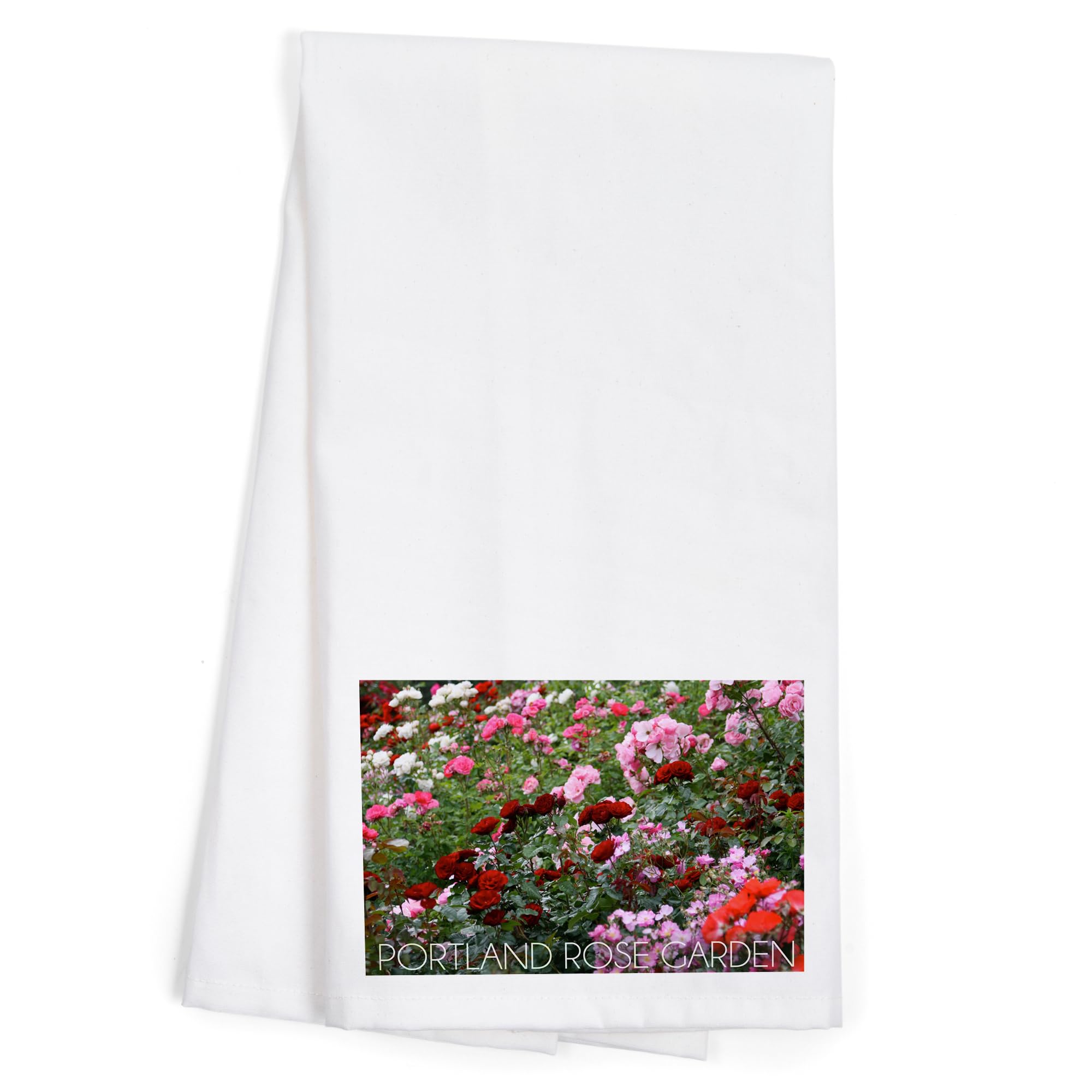 Lantern Press Portland Oregon Rose Garden Roses 100% Cotton Tea Towel - Decorative Hand Towel for Kitchen & Home Decor - Perfect for Gift, Dish Drying & Farmhouse Style Decorating