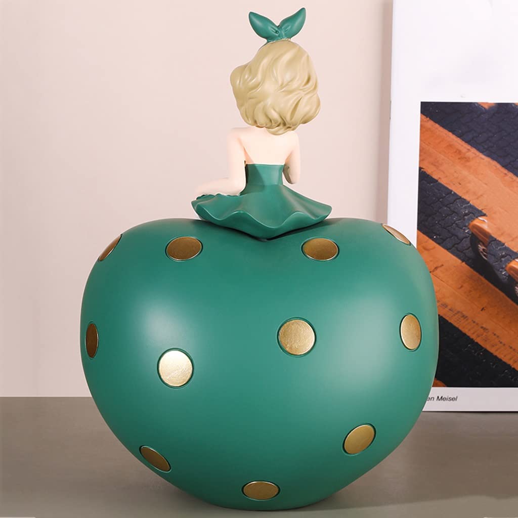 Stylish Resin Key Storage Box & Blowing Bubbles Girl Figurine - Entryway Organizer & Home Office Decor (Orange) | Perfect for Keys, Jewelry & Entry Table Organization
