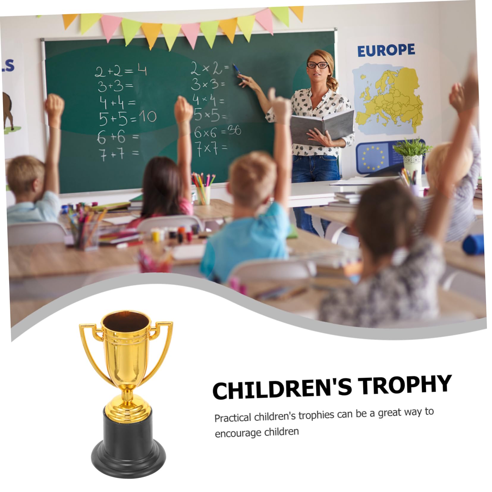 KOMBIUDA Golden Trophy Mini Decor - Kids Sports Awards, Reusable Plastic Toys & School Supplies for Children - Perfect for Sports Events, Classroom Rewards & Playtime Fun
