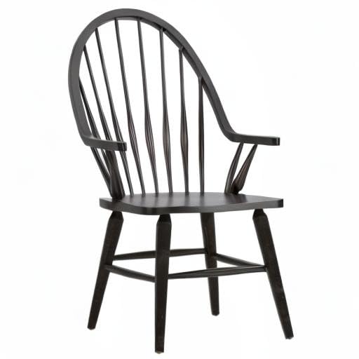 Liberty Furniture Industries Windsor Back Side Chair - Black Wooden Dining Chair for Kitchen, Dining Room, and Office Use