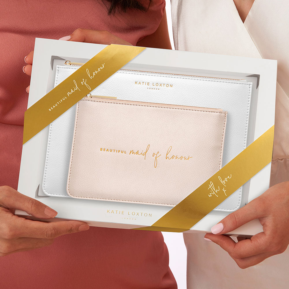 Katie Loxton 'Beautiful Maid of Honor' Bridal Party Gift Set - Perfect Pouch for Wedding Accessories, Bridesmaid Proposal & Bachelorette Party Favors