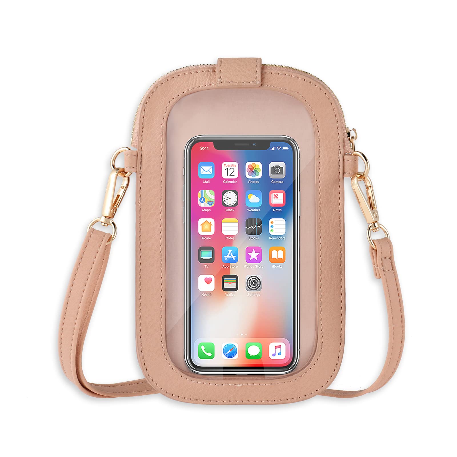 Women's Small Crossbody Phone Purse - Lightweight Leather Sling Bag with 2 Adjustable Straps & Transparent Window | Perfect for Daily Use, Travel, Shopping & Hands-Free Convenience