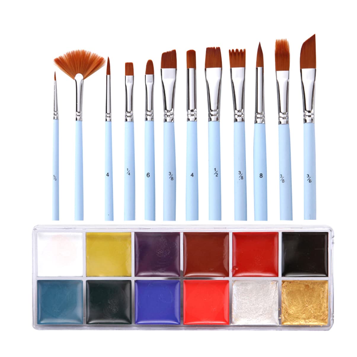 HEALLILY 12-Piece Kids Makeup Brush & Face Paint Set - Non-Toxic, Washable Crayon Kit for Children's Dress-Up, Halloween & Creative Play