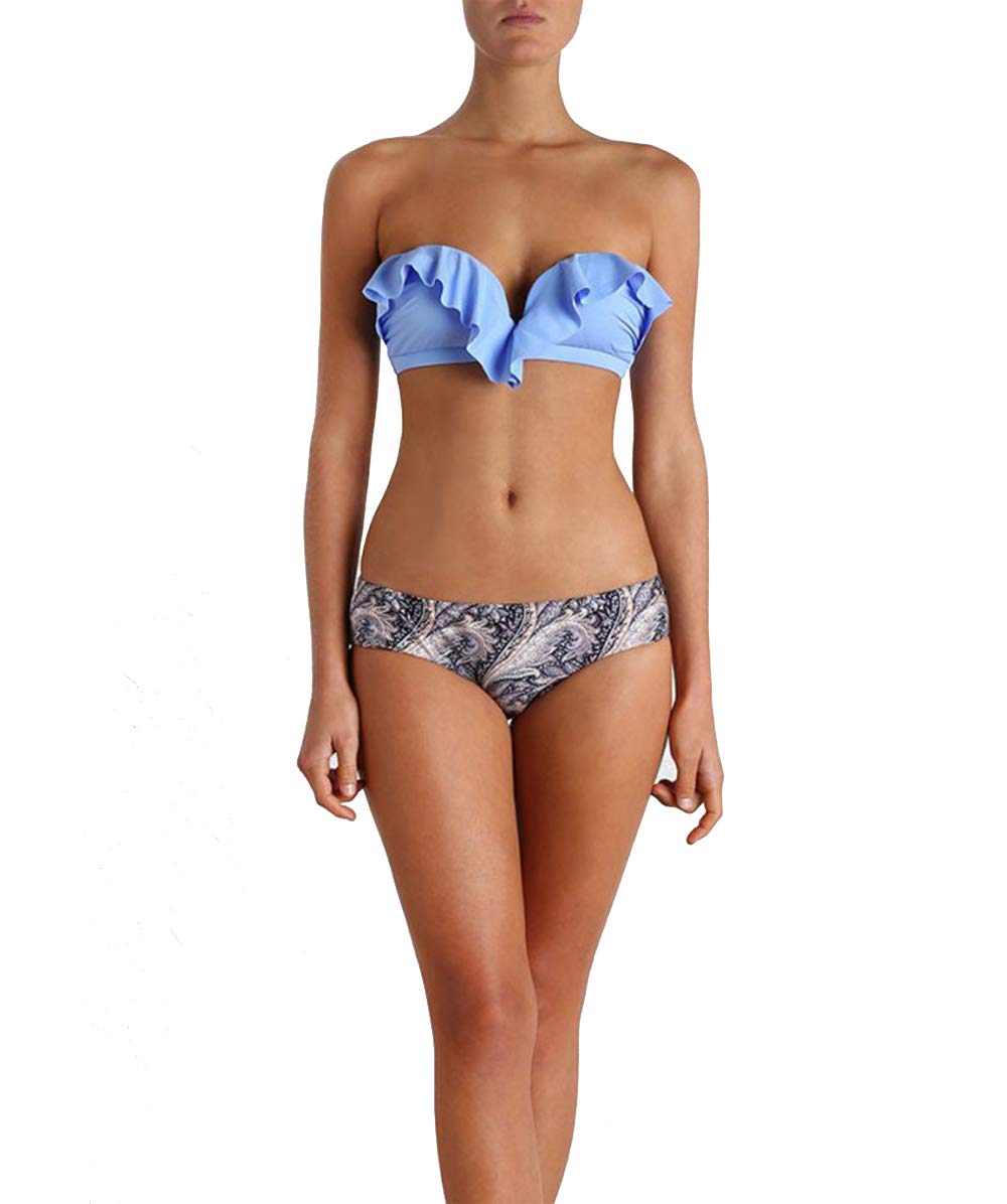 Zimmermann Wisteria Frill Bandeau Bikini Top & Paisley Flex Bikini Bottom Set - Women's Floral Swimwear for Beach Vacation & Pool Party