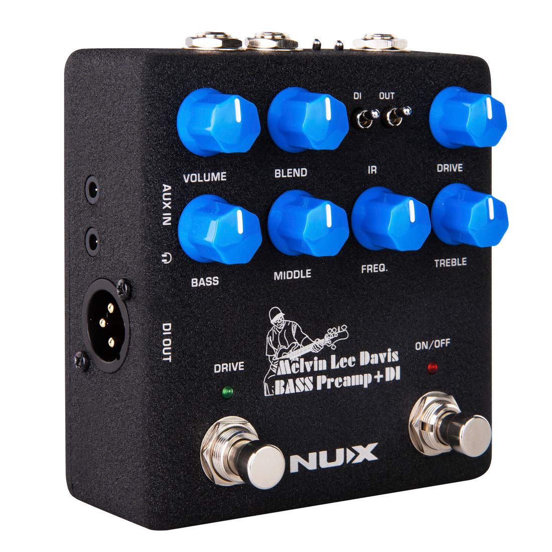 NUX Melvin Lee Davis NBP-5 Dual Switch Bass Pedal - Bass Preamp, DI Box, IR Loader & Audio Interface Combo for Professional Bassists & Studio Recording