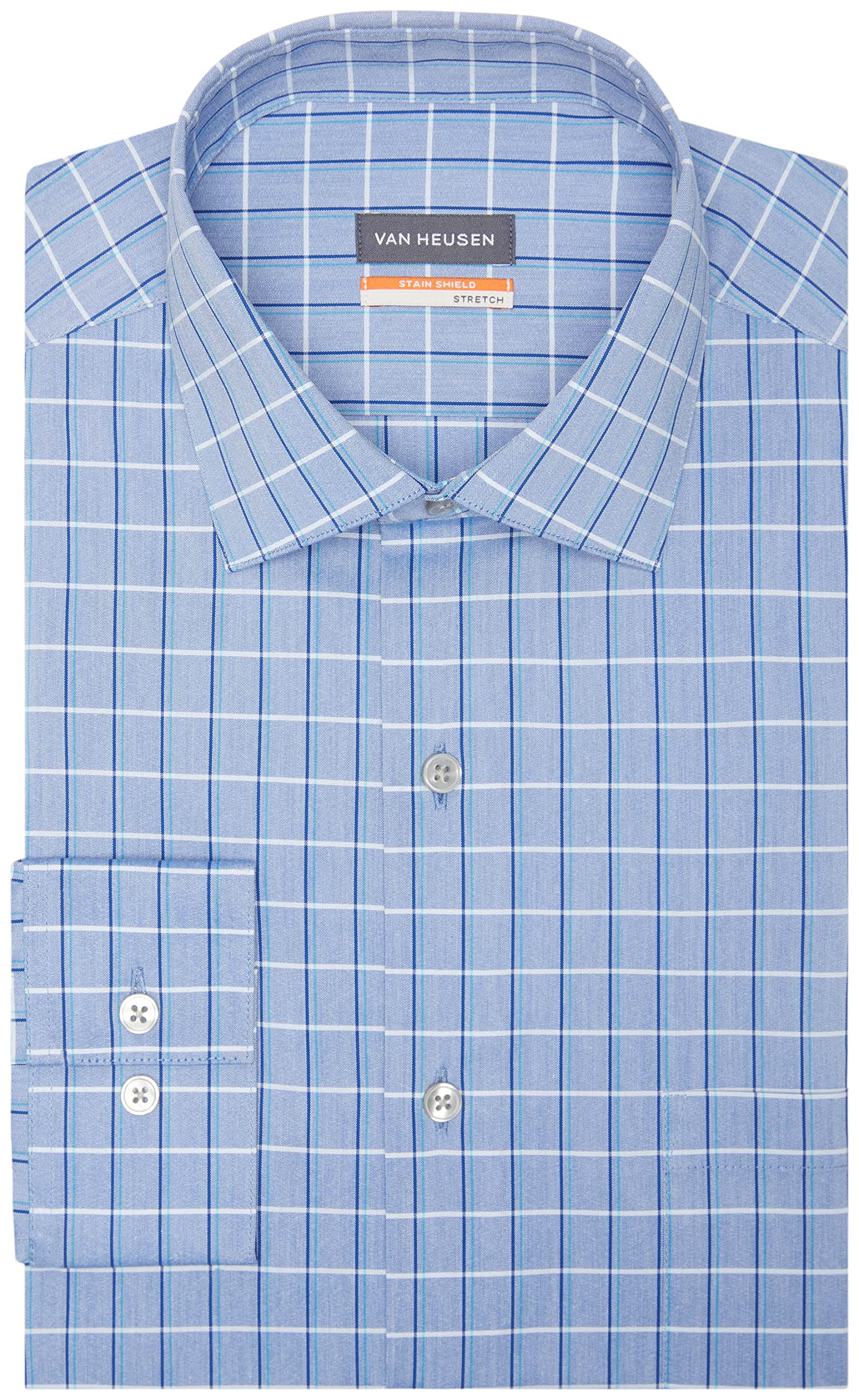 Van Heusen Men's Tall Fit Dress Shirt - Stain Resistant, Stretch Comfort - Big & Tall Size Formal Wear for Office, Business & Special Occasions