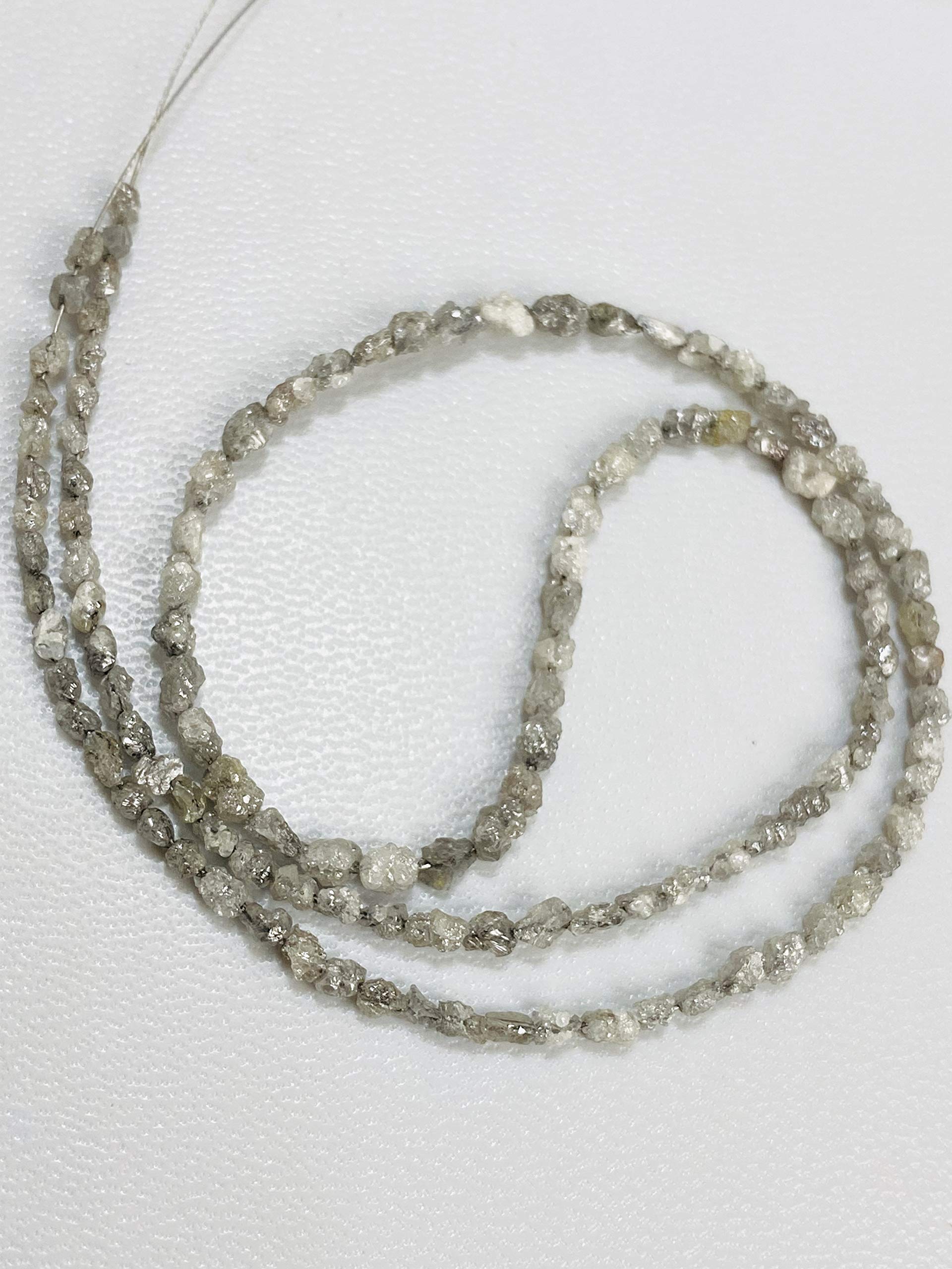 Natural Uncut Diamond Cube Rough Beads - 2-4.25mm Raw Gemstone Beads for Jewelry Making - 8 Inch Strand - Perfect for Handmade Necklaces, Bracelets & DIY Craft Projects
