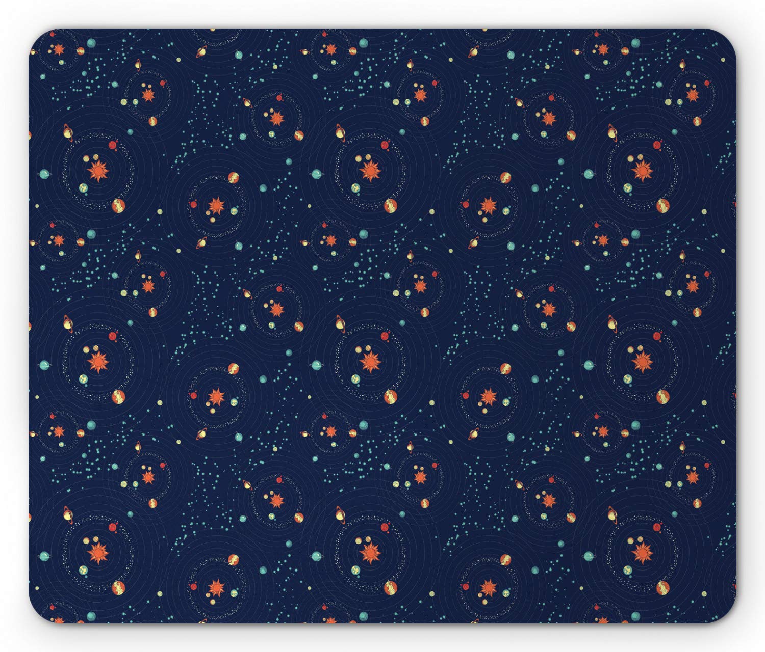 Ambesonne Astrology Mouse Pad - Solar System Planet Astronomy Cosmos Galaxy Design, Non-Slip Rubber Base, Standard Size Rectangle Mousepad in Turquoise Dark Blue | Perfect for Office, Gaming & Computer Workstations