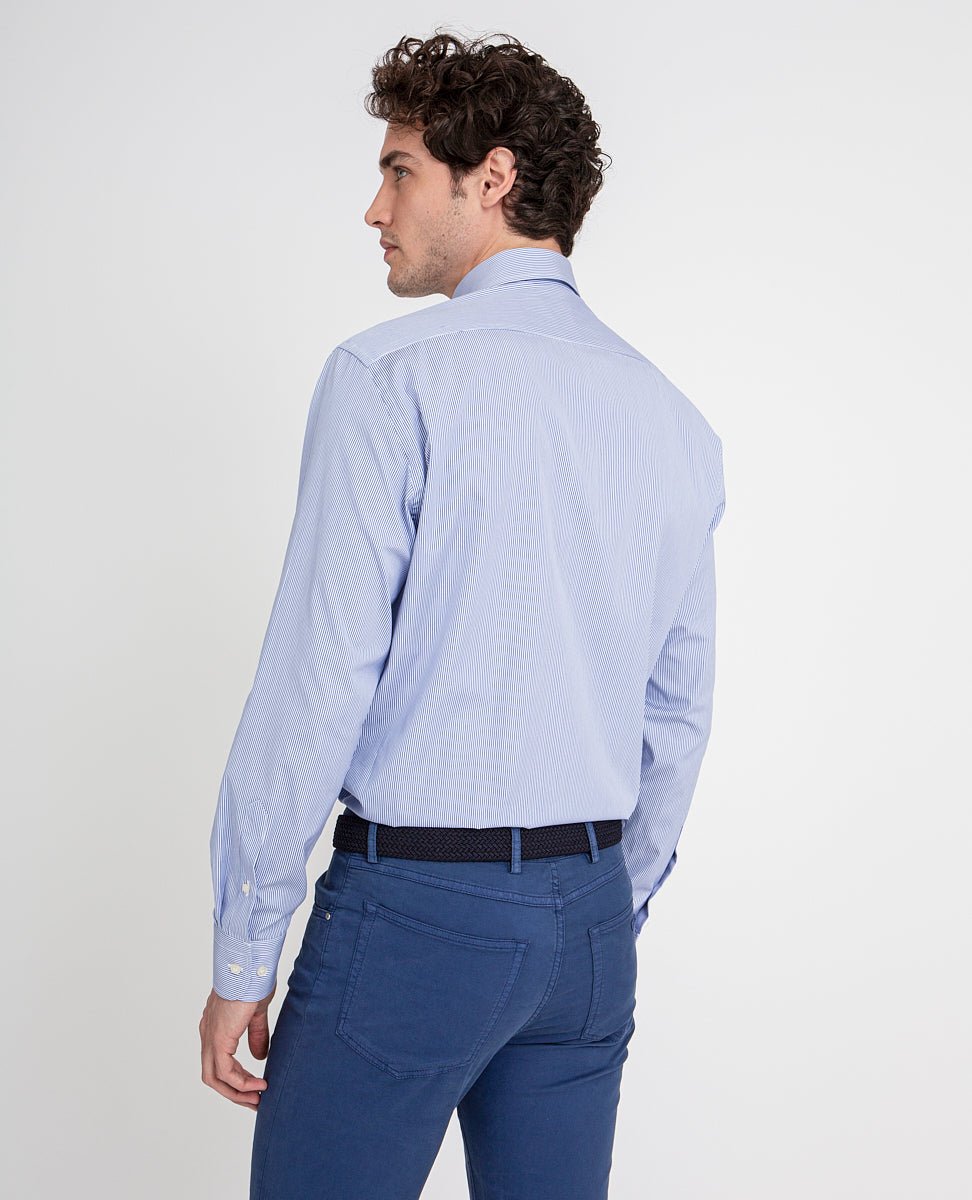 PAUL&SHARK Men's Navy Blue Striped Long Sleeve Cotton Shirt - Casual Office Wear & Outdoor Activities