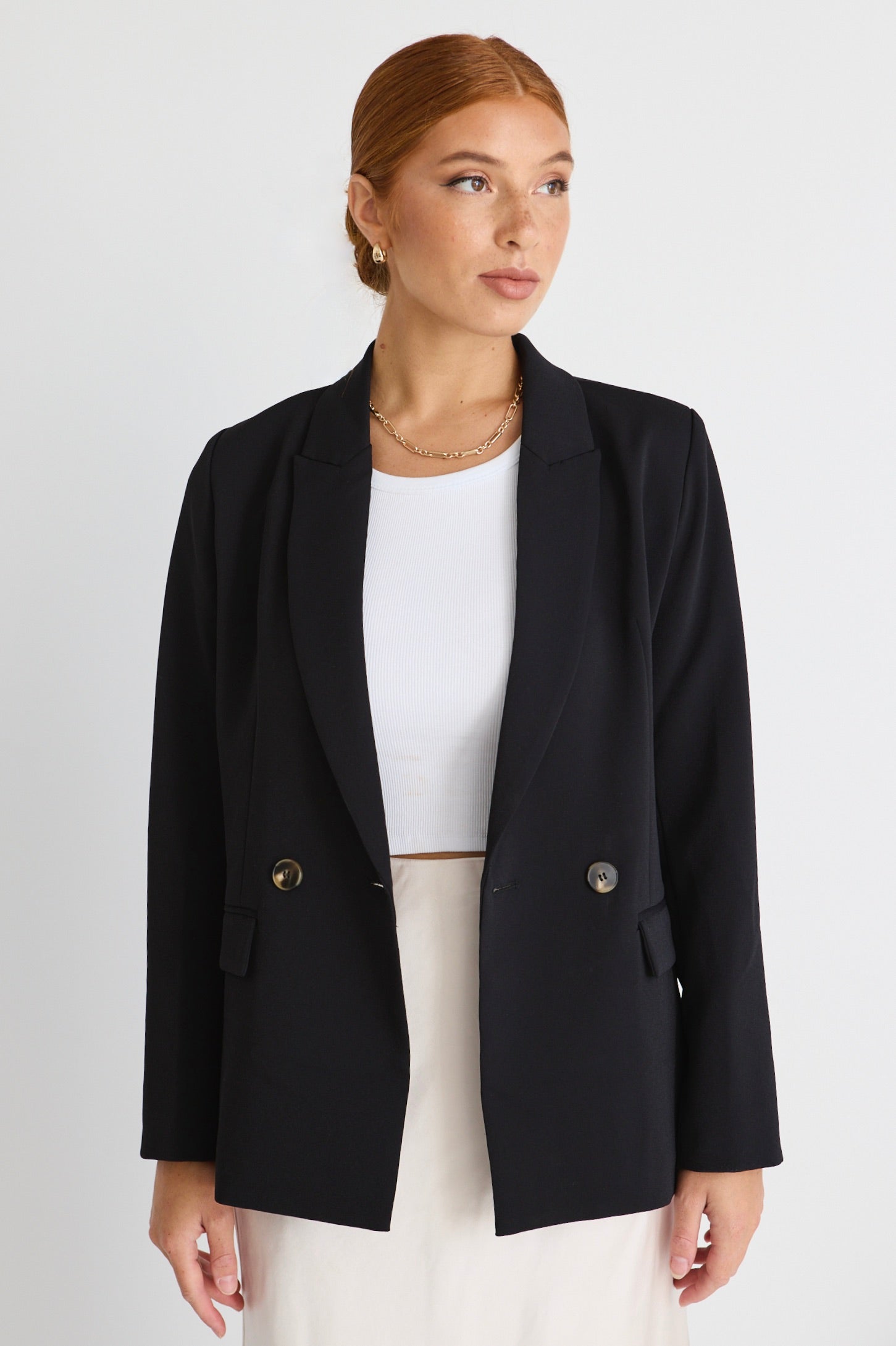 Stylish Cooper Black Crepe Boyfriend Blazer - Semi Fitted Women's Jacket for Office, Dating & Casual Wear