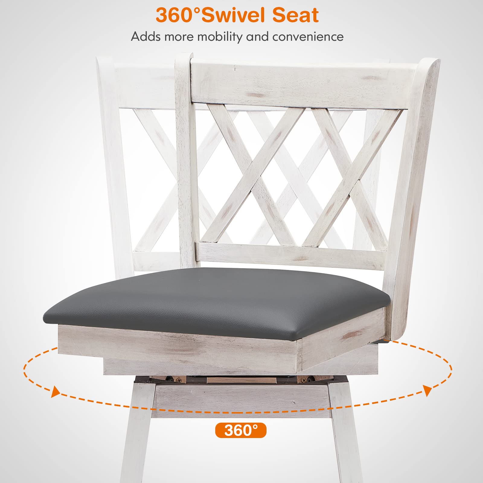 COSTWAY 4-Piece Swivel Bar Stool Set with Footrest - 29.5