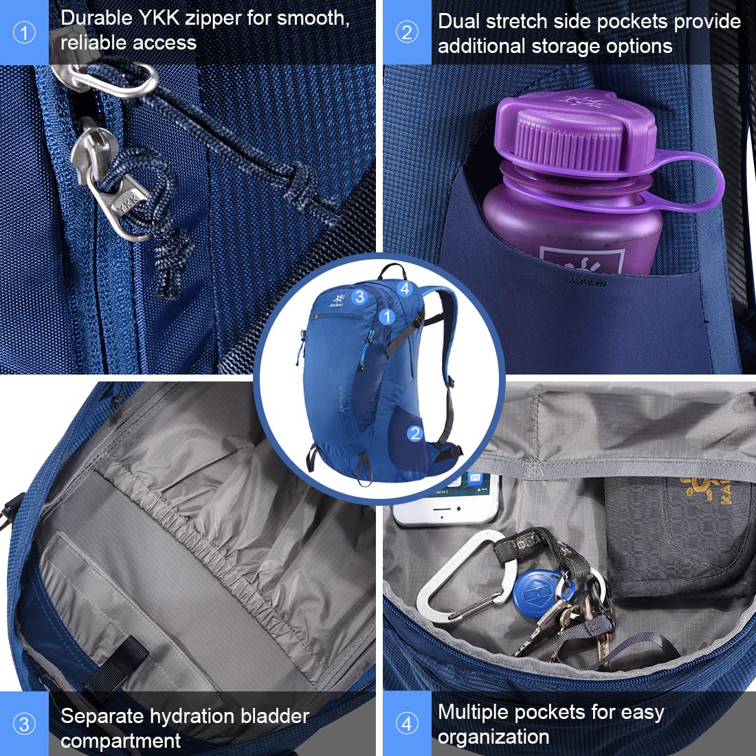 KAILAS Q-WIND II 28L Lightweight Hiking Backpack for Men & Women - Waterproof Daypack with Rain Cover - Perfect for Outdoor Travel, Camping & Day Hikes