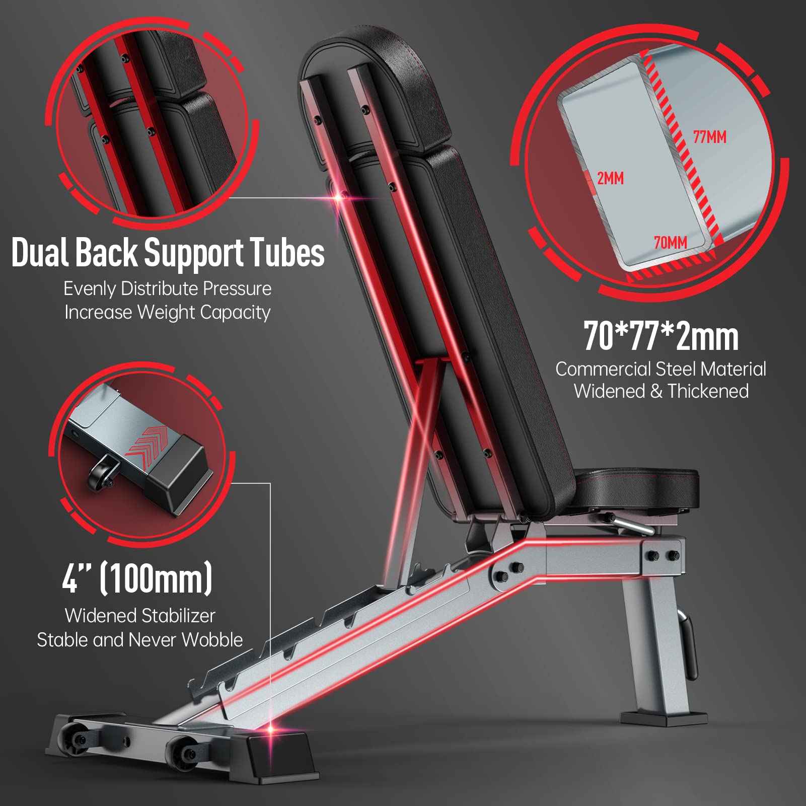 JOROTO Adjustable Weight Bench for Home Gym - Foldable Workout Bench Press with Incline, Decline & Flat Positions - Strength Training Equipment for Full Body Exercises - Perfect for Dumbbell Workouts, Sit-Ups & Home Fitness Training