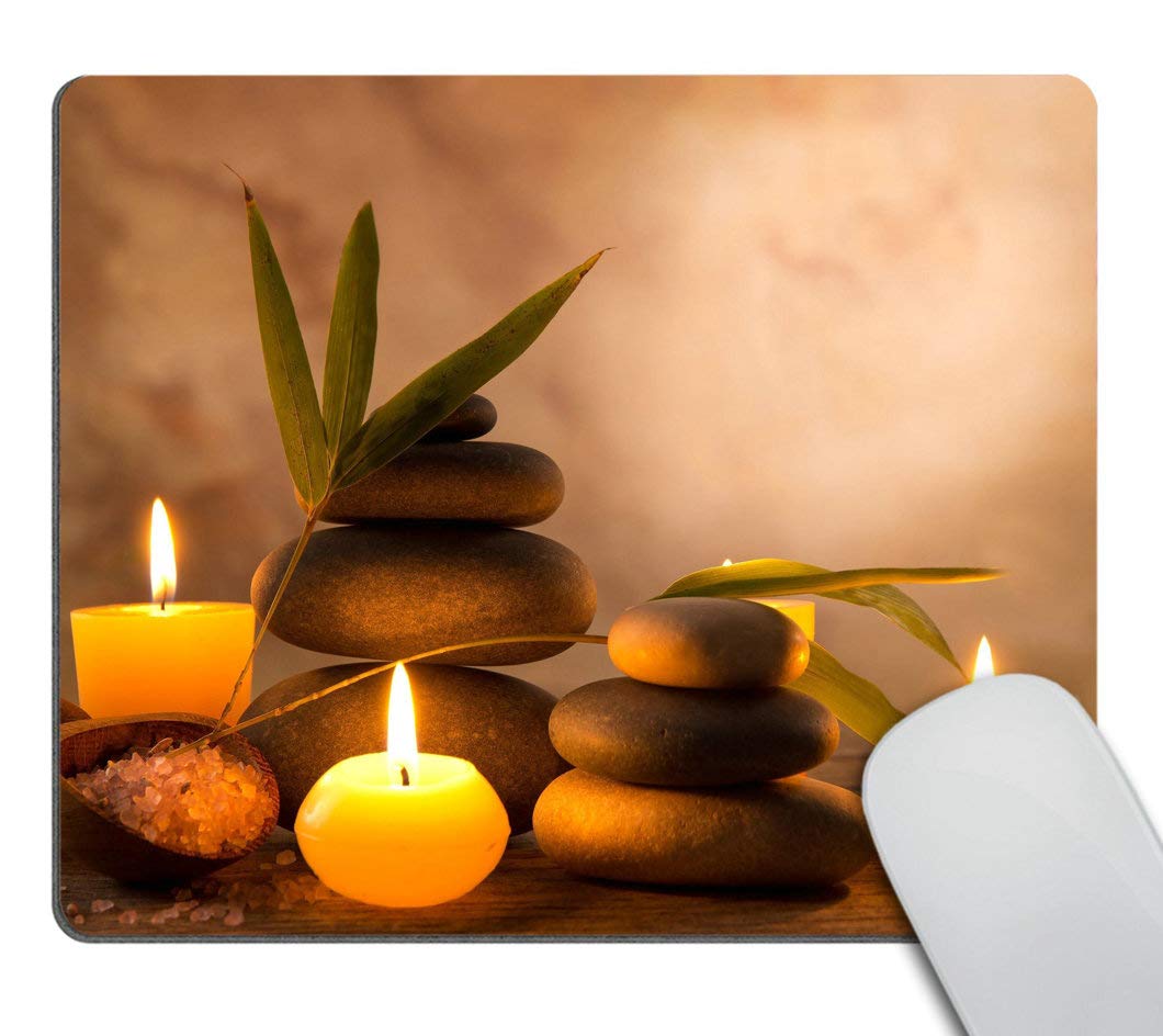 Custom Smooffly Gaming Mouse Pad with Aromatic Candles & Zen Stones - Non-Slip Rectangle Desk Mat for PC, Laptop, Office & Home Workspace - Perfect for Gamers, Work, and Relaxation