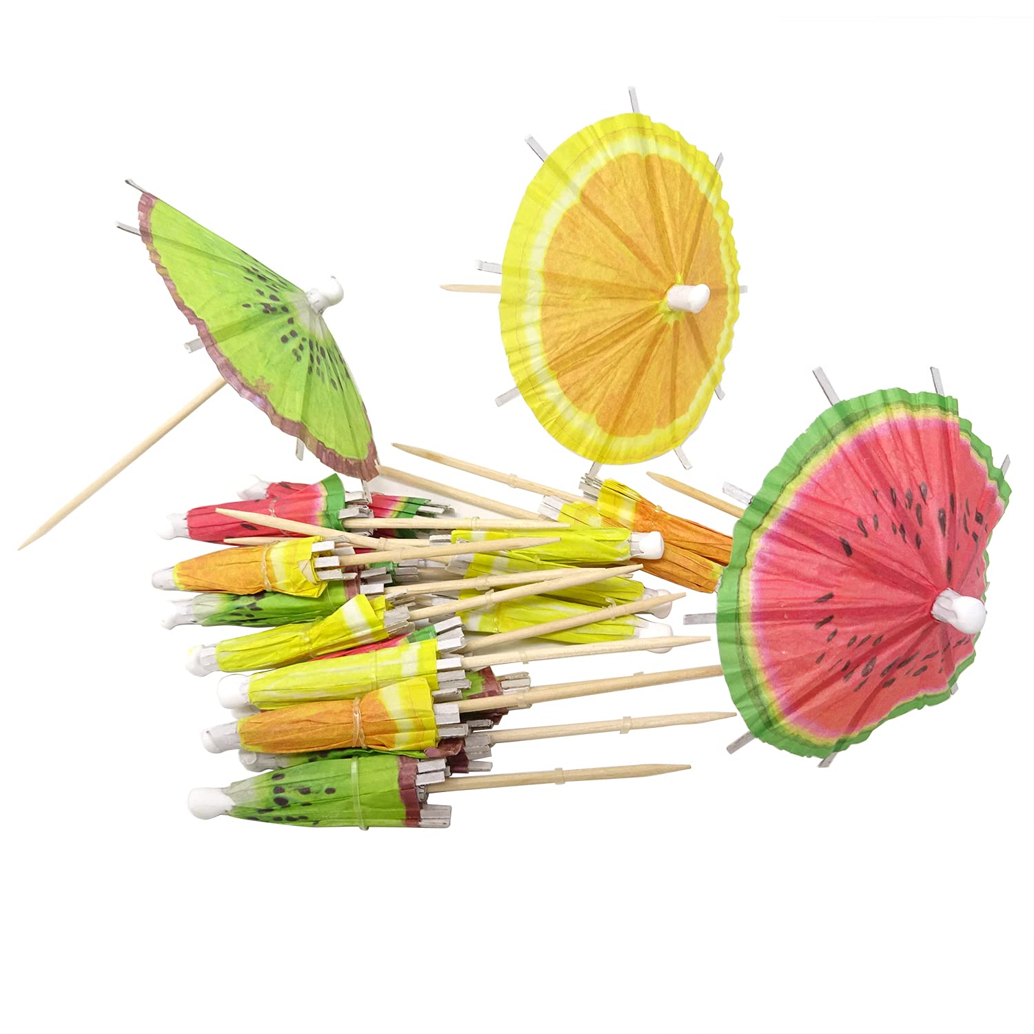 Honbay 20PCS Colorful Summer Fruit Pattern Paper Umbrella Cocktail Picks - Tropical Drink Decorations for Cocktails, Cupcakes, Desserts & Party Decor