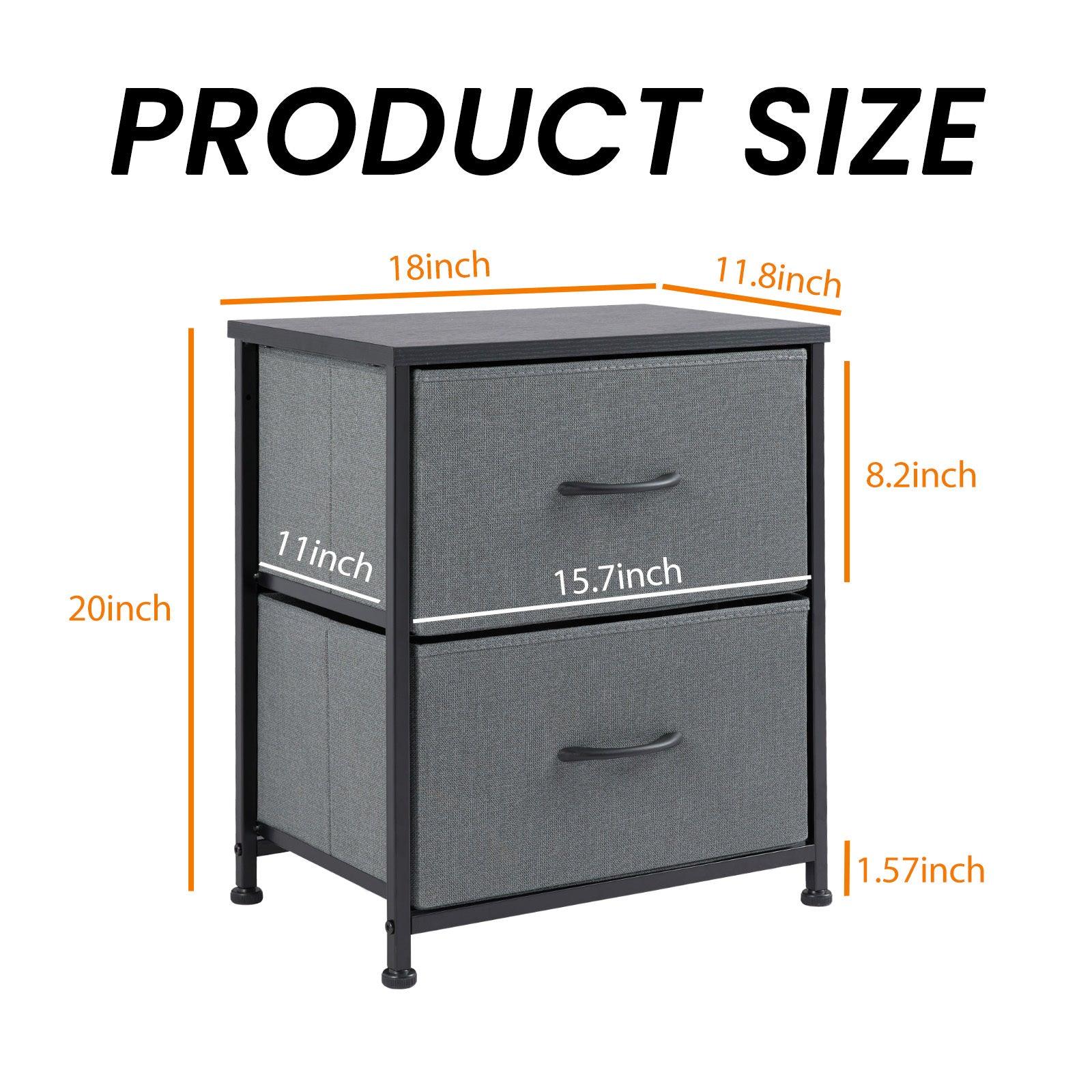 Modern Gray Dresser with Metal Frame & Wood Top - 2 Pack Set for Bedroom, Living Room, or Office Storage Organization