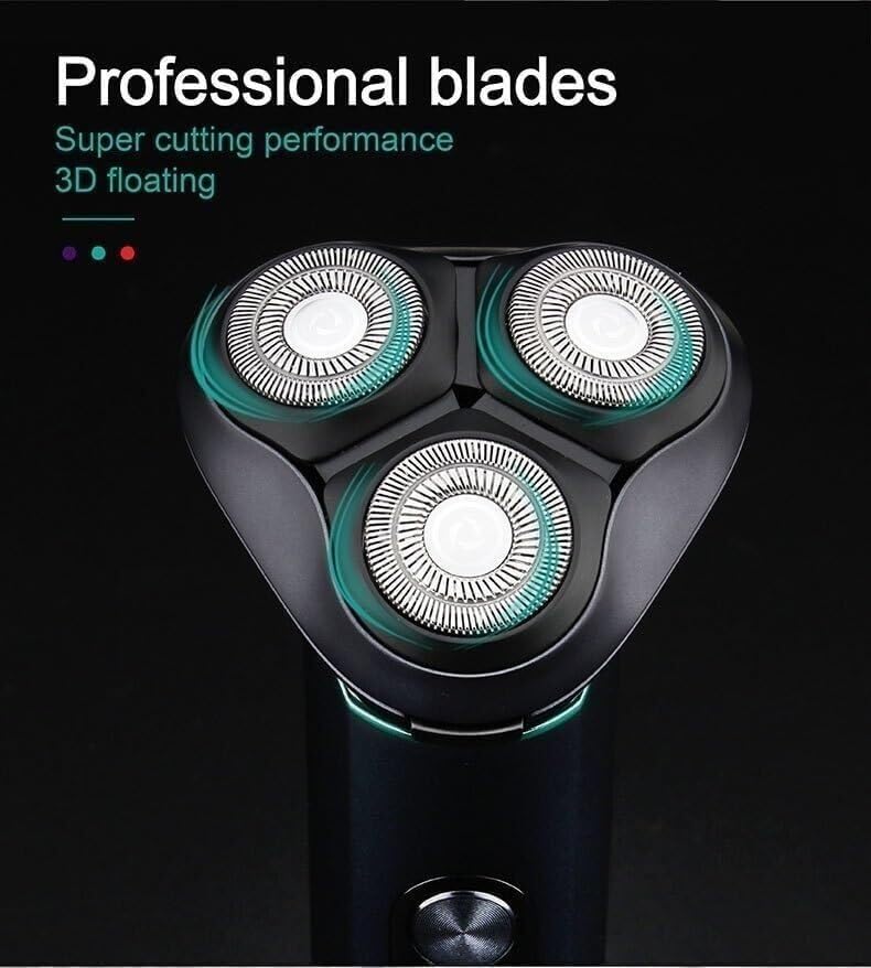 Professional Electric Razor for Men - 3D Rotary Shaver with Floating Heads, Waterproof USB Rechargeable Beard Trimmer & Shaver | Perfect for Travel, Home & Gym Use