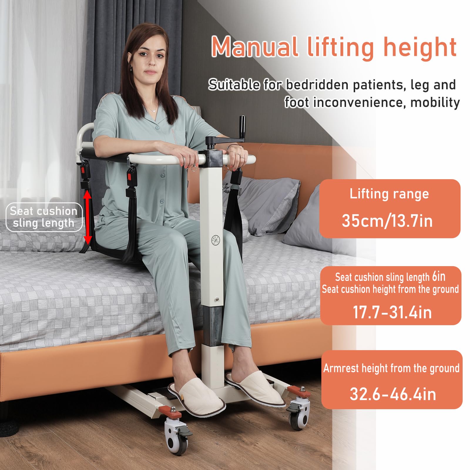 Seveni Patient Lift Transfer Chair - Portable Elderly Lift Assist with 275lb Capacity, Alloy Steel Shower Wheelchair & Bedside Commode - Easy to Disassemble for Home Care, Hospital Use, and Mobility Assistance