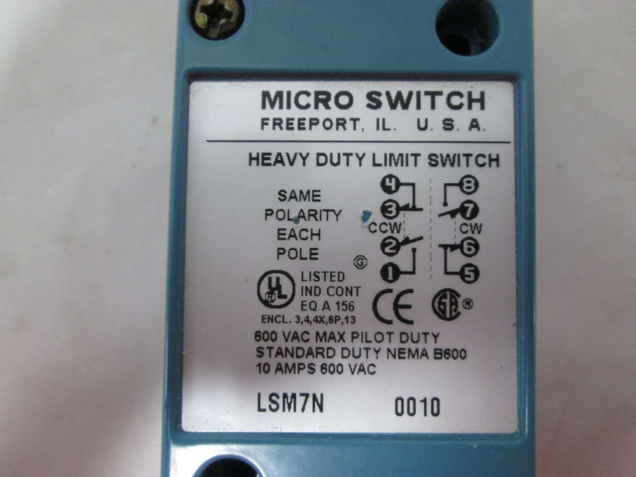 Honeywell LSM7N Rotary Actuated Limit Switch - 10A DPDT Momentary Contact - Industrial Automation & Machine Control Safety Device for Equipment & Robotics