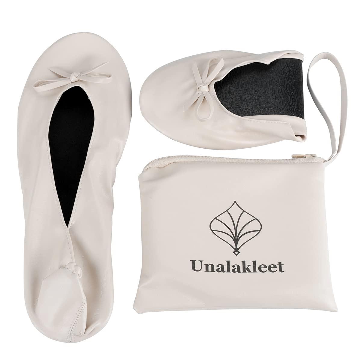 Unalakleet Foldable Ballet Flats - Roll Up Slipper Pouch Women's Wedding Shoes | Comfortable & Portable for Travel, Bridal Party & Home Use