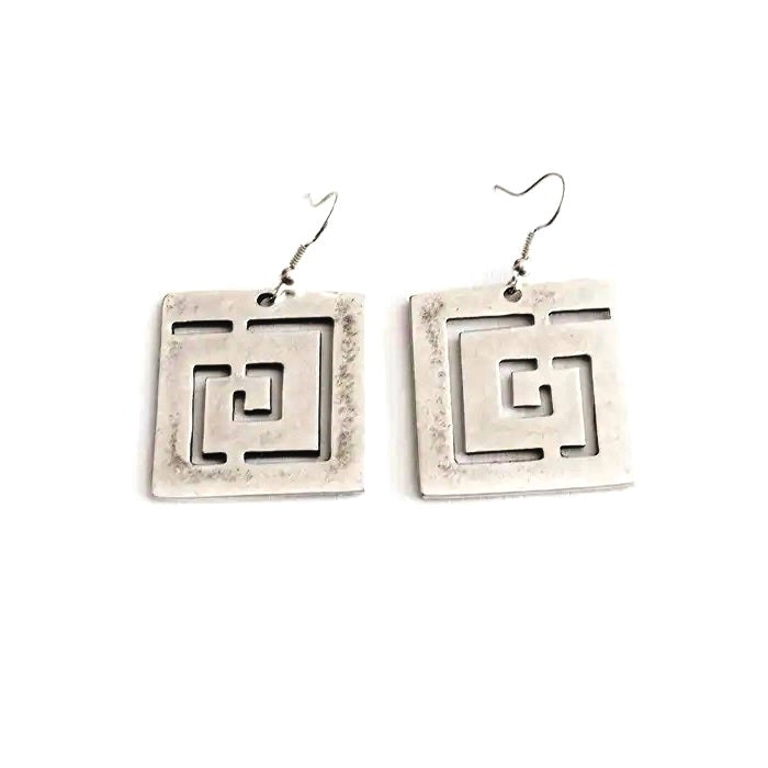 Square Maze Earrings - Geometric Puzzle Jewelry for Women - Unique Gift for Lovers of Brain Teasers - Perfect for Parties, Date Nights, and Puzzle Enthusiasts
