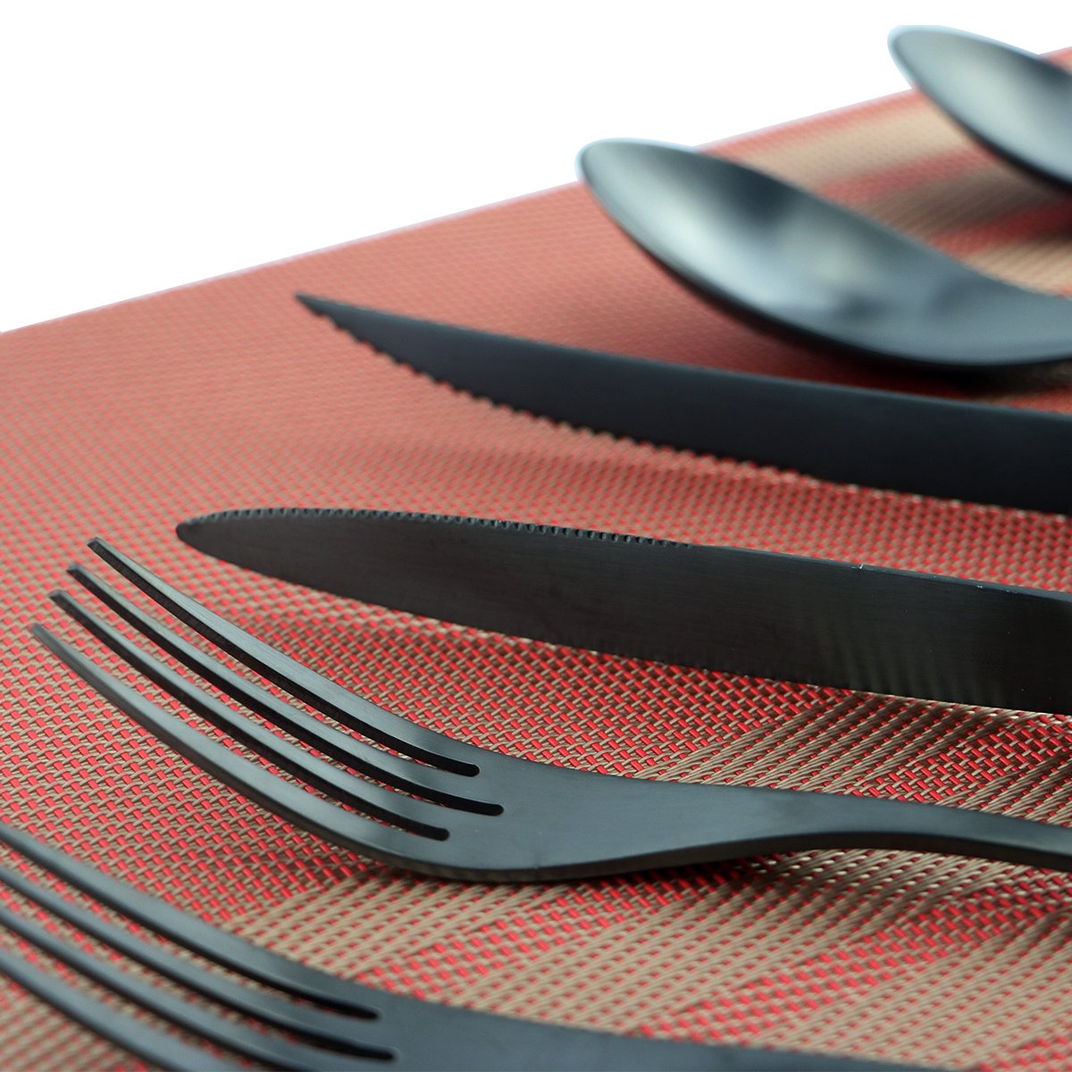 24-Piece Stainless Steel Flatware Set - 18/10 Heavy Duty Cutlery with Matte Black Finish, Service for 4 - Durable Kitchen Utensils for Home, Restaurant & Dinner Parties - Perfect for Everyday Use, Entertaining & Formal Dining