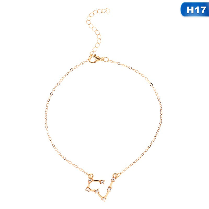 12 Constellation Charm Anklet - Zodiac Star Sign Foot Jewelry for Women, Perfect for Beach Parties & Boho Fashion