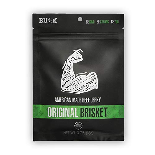 Premium Bulk Grass Fed Brisket Beef Jerky - Gluten Free, High Protein (9g) Healthy Meat Snack - Original Flavor - 3oz Pack - Perfect for Hiking, Camping & Keto Diet
