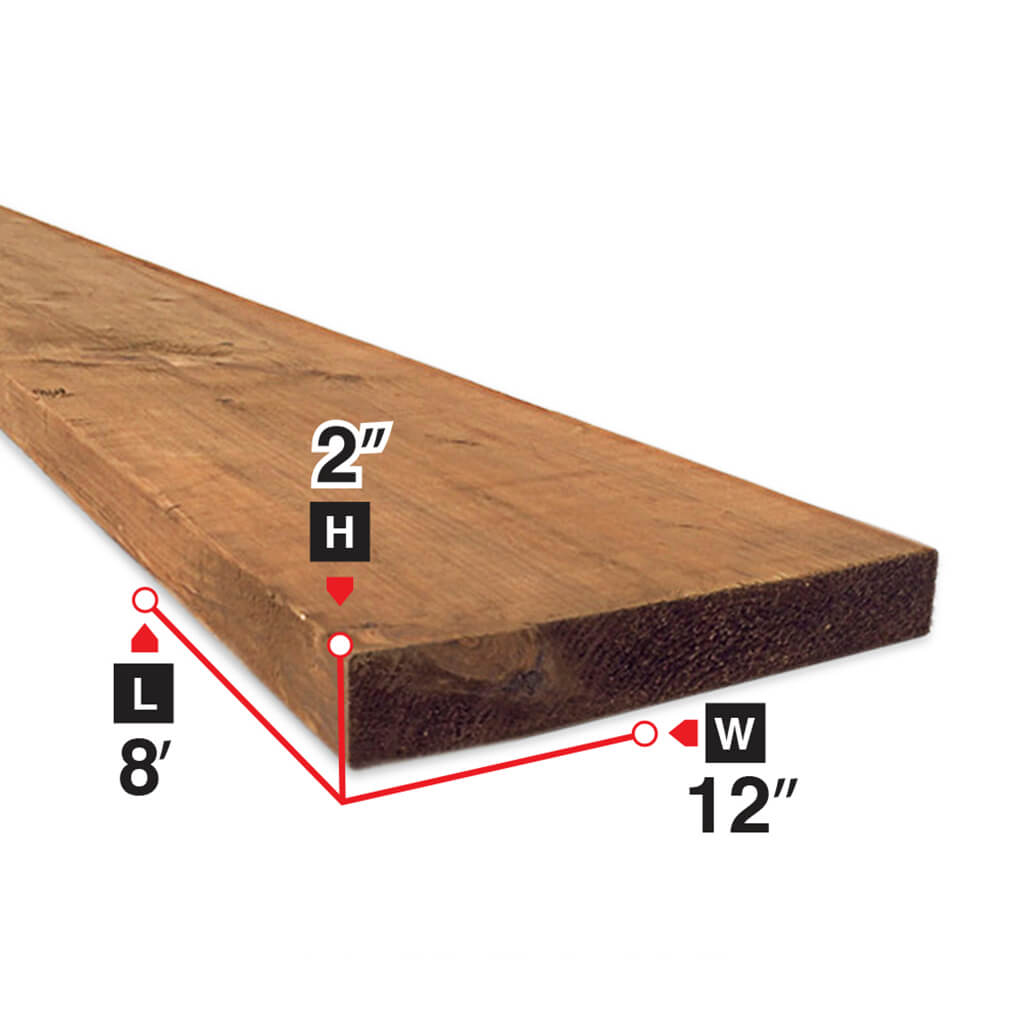 2 in. x 12 in. x 8 ft. Brown Pressure Treated Lumber - Durable Outdoor Wood for Decks, Fences & Landscaping Projects
